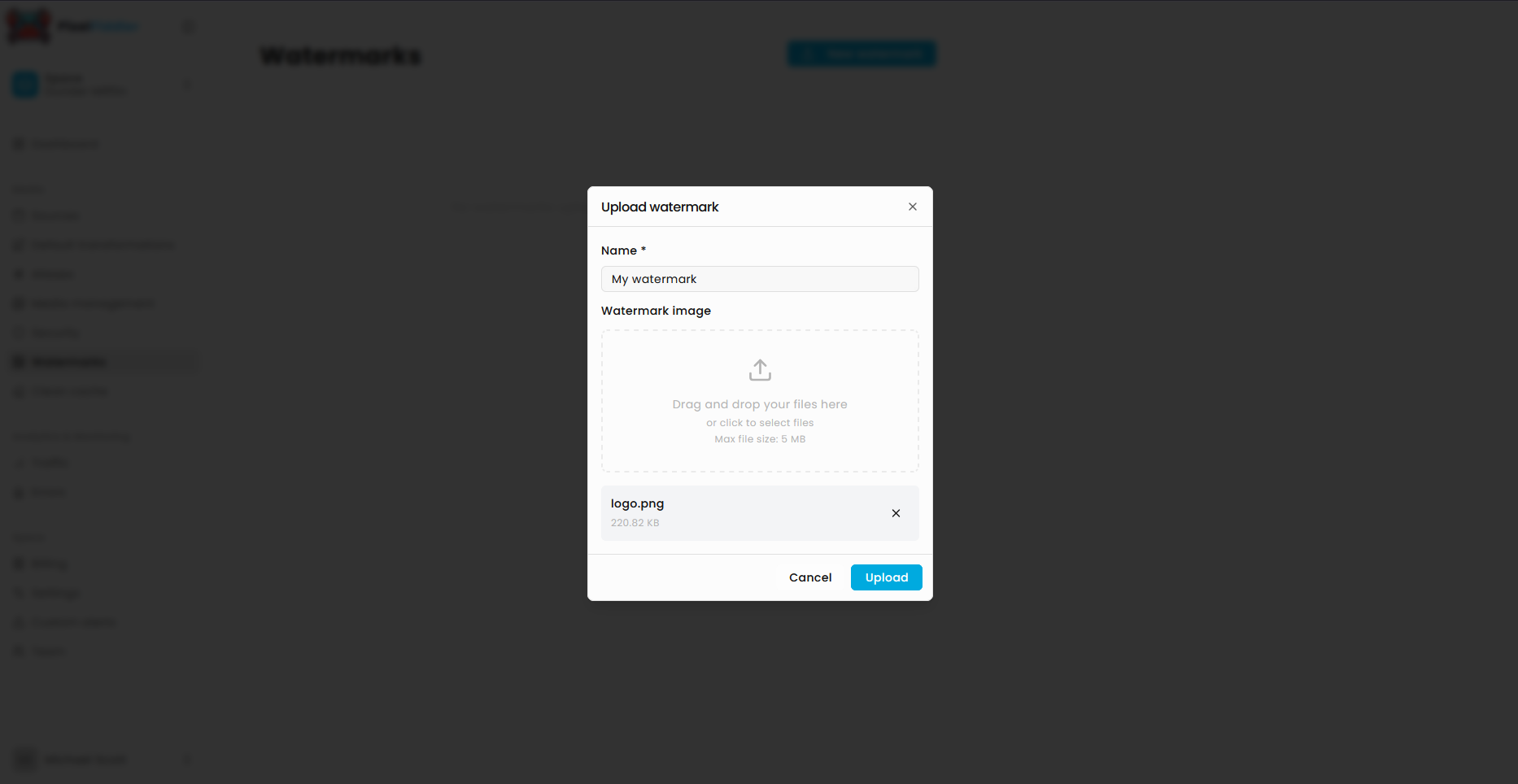 Filled watermark info