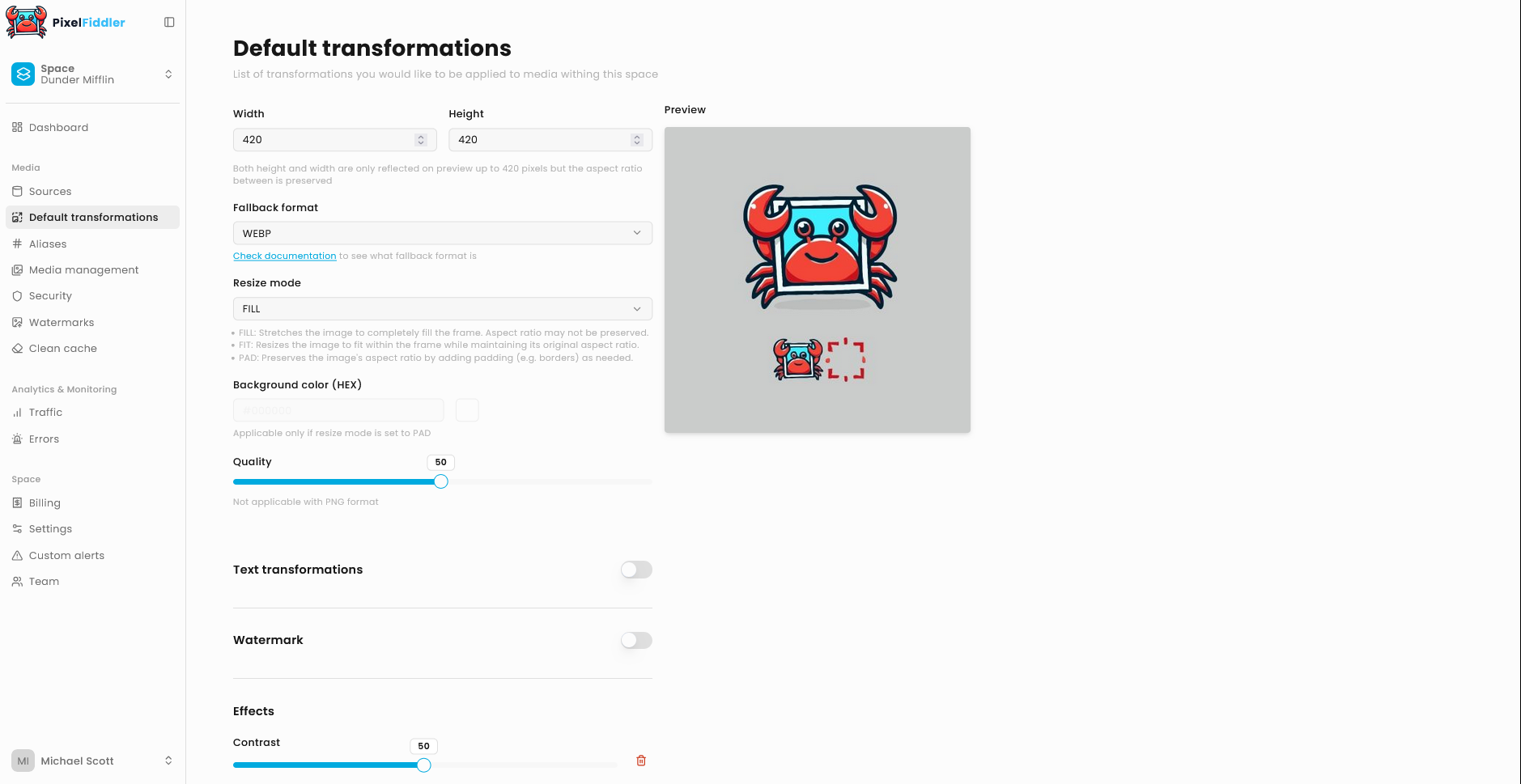 Setting fallback format